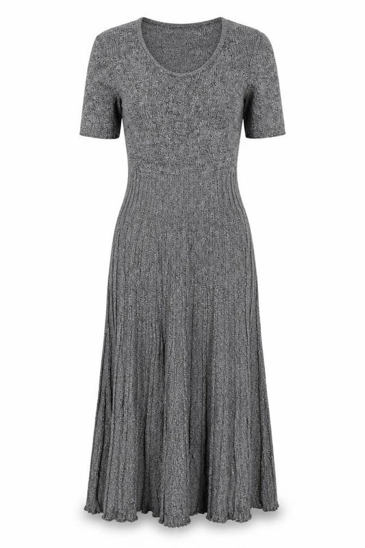 Marks & Spencer Women Grey UK 8 Long Knit Fit & Flare Jumper Dress