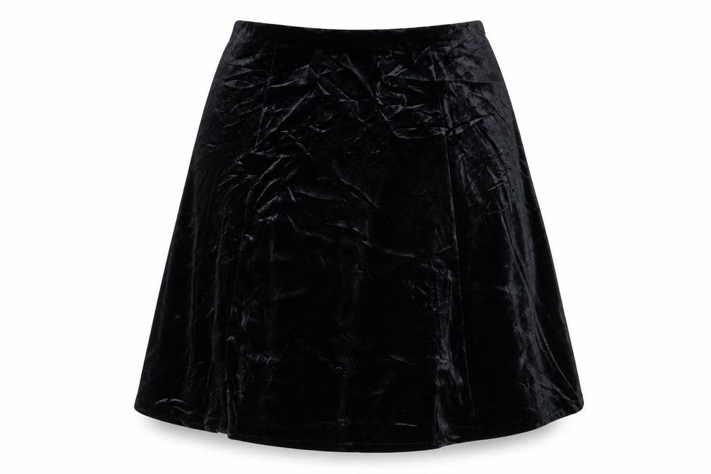 Classic Women Black UK 16 Velvet A-Line Knee Length Skirt