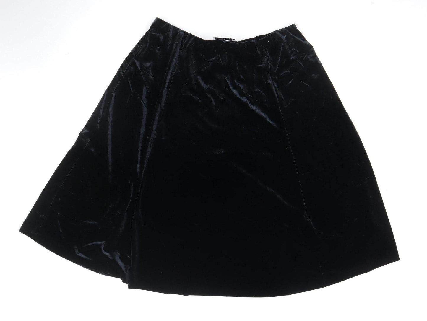 Classic Women Black UK 16 Velvet A-Line Knee Length Skirt