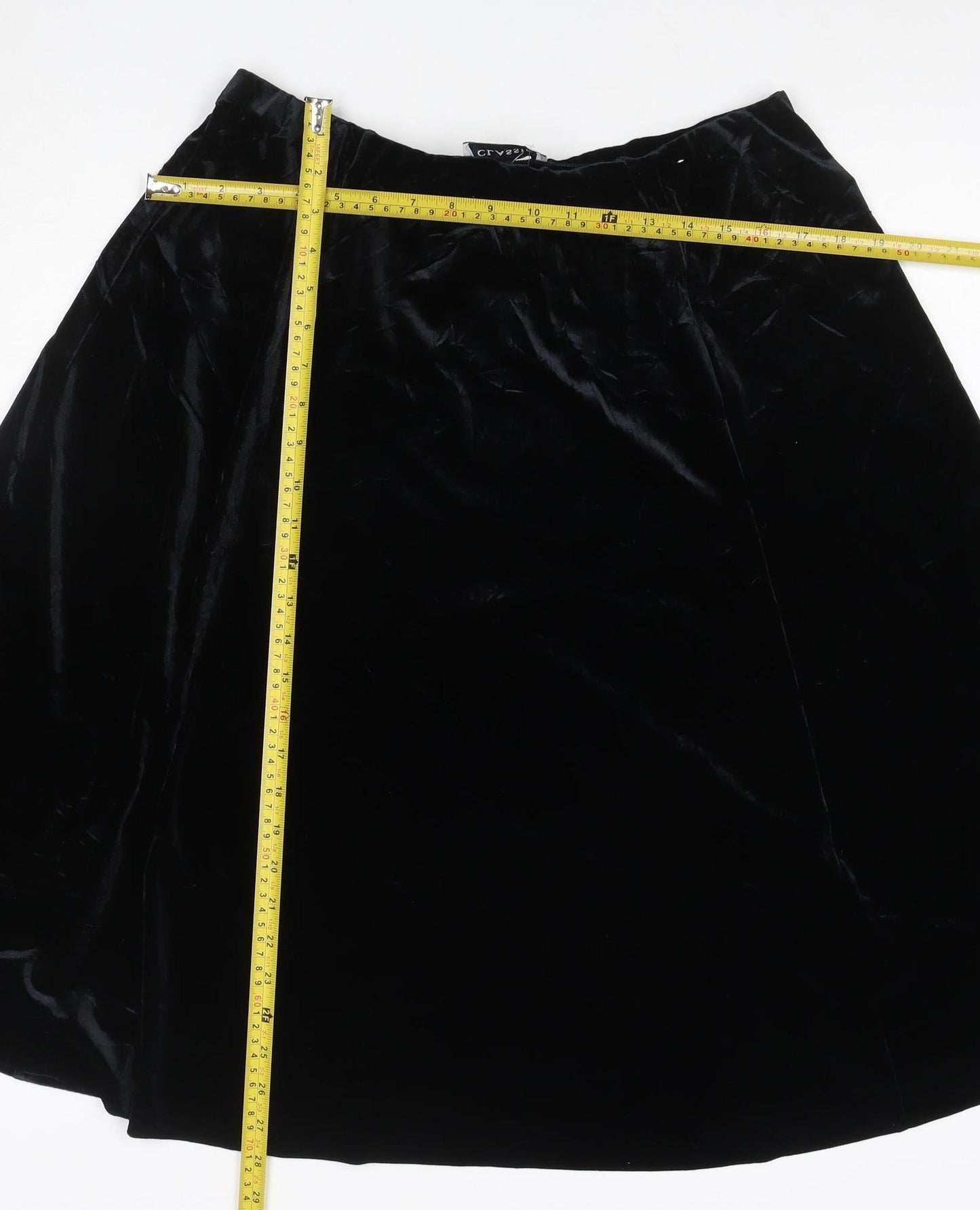 Classic Women Black UK 16 Velvet A-Line Knee Length Skirt