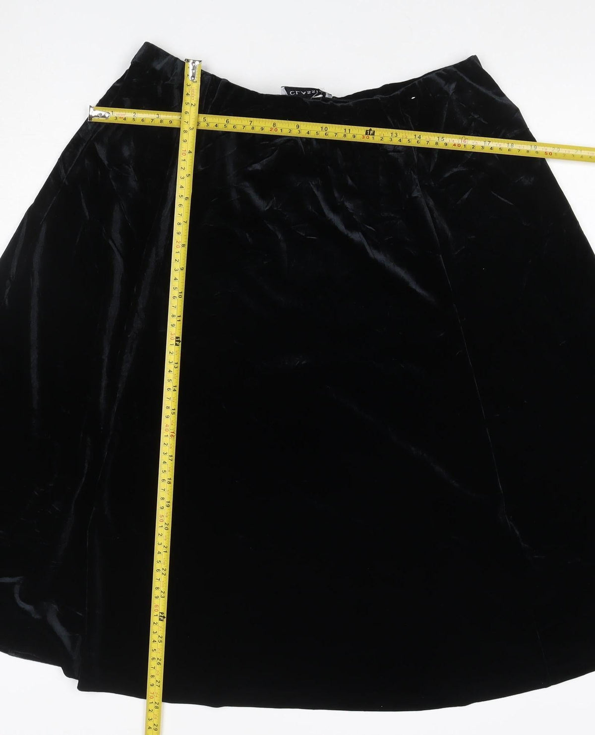 Classic Women Black UK 16 Velvet A-Line Knee Length Skirt