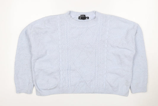 DKNY Jeans Women’s Blue UK 12 Cable Knit Crew Neck Pullover Jumper