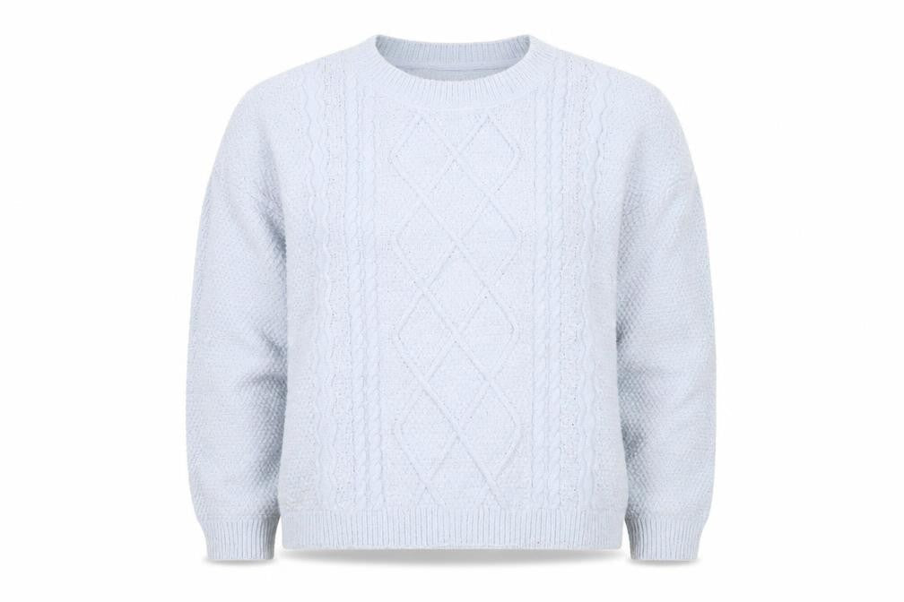 DKNY Jeans Women’s Blue UK 12 Cable Knit Crew Neck Pullover Jumper