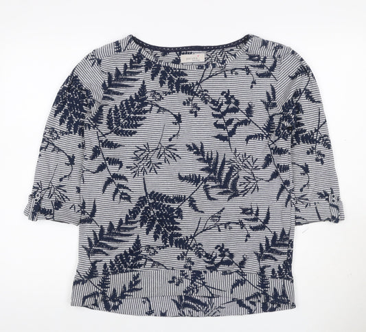Per Una Women’s Blue UK 12 Jersey 3/4 Sleeve Fern Stripe Top