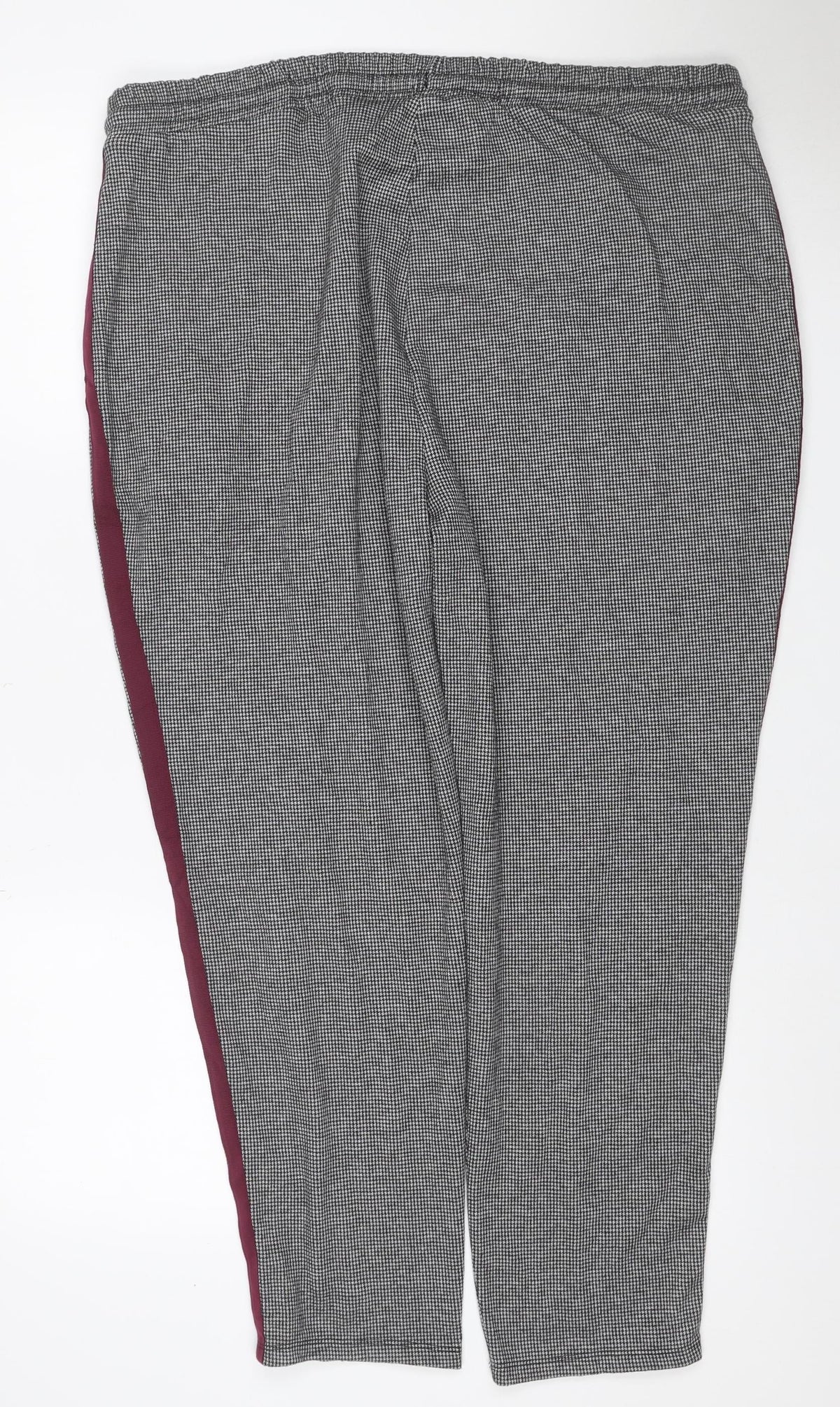 Marks & Spencer Women Black Mixed UK 20 Check Tapered Jogger Trousers