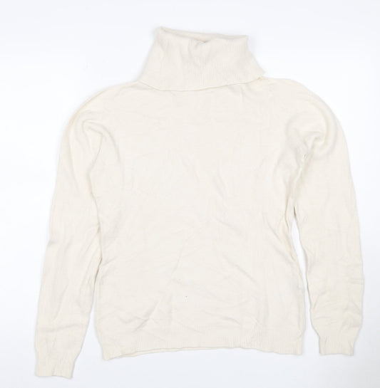 Alma en Pena Women’s Ivory S Roll Neck Fine Knit Slim Pullover Jumper