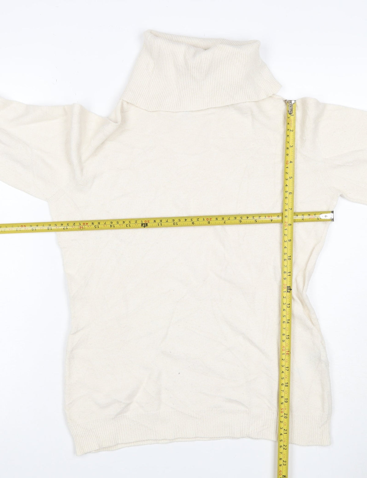 Alma en Pena Women’s Ivory S Roll Neck Fine Knit Slim Pullover Jumper