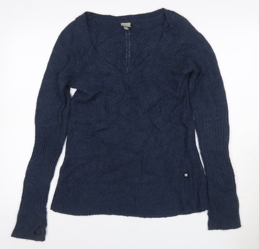 Bench Women’s Blue UK 8 Cable Knit V-Neck Alpaca Blend Jumper