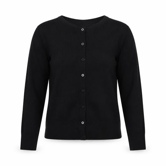 Hobbs Women Black M Merino Wool Button Round Neck Cardigan