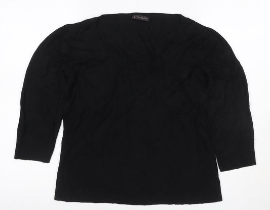 Principles Women’s Black Size 16 Knit Scoop Neck 3/4 Sleeve Top