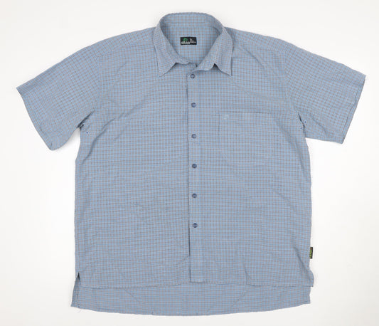 Crag Hoppers Men Blue Check Short Sleeve Button-Up Shirt L 42in Outdoor