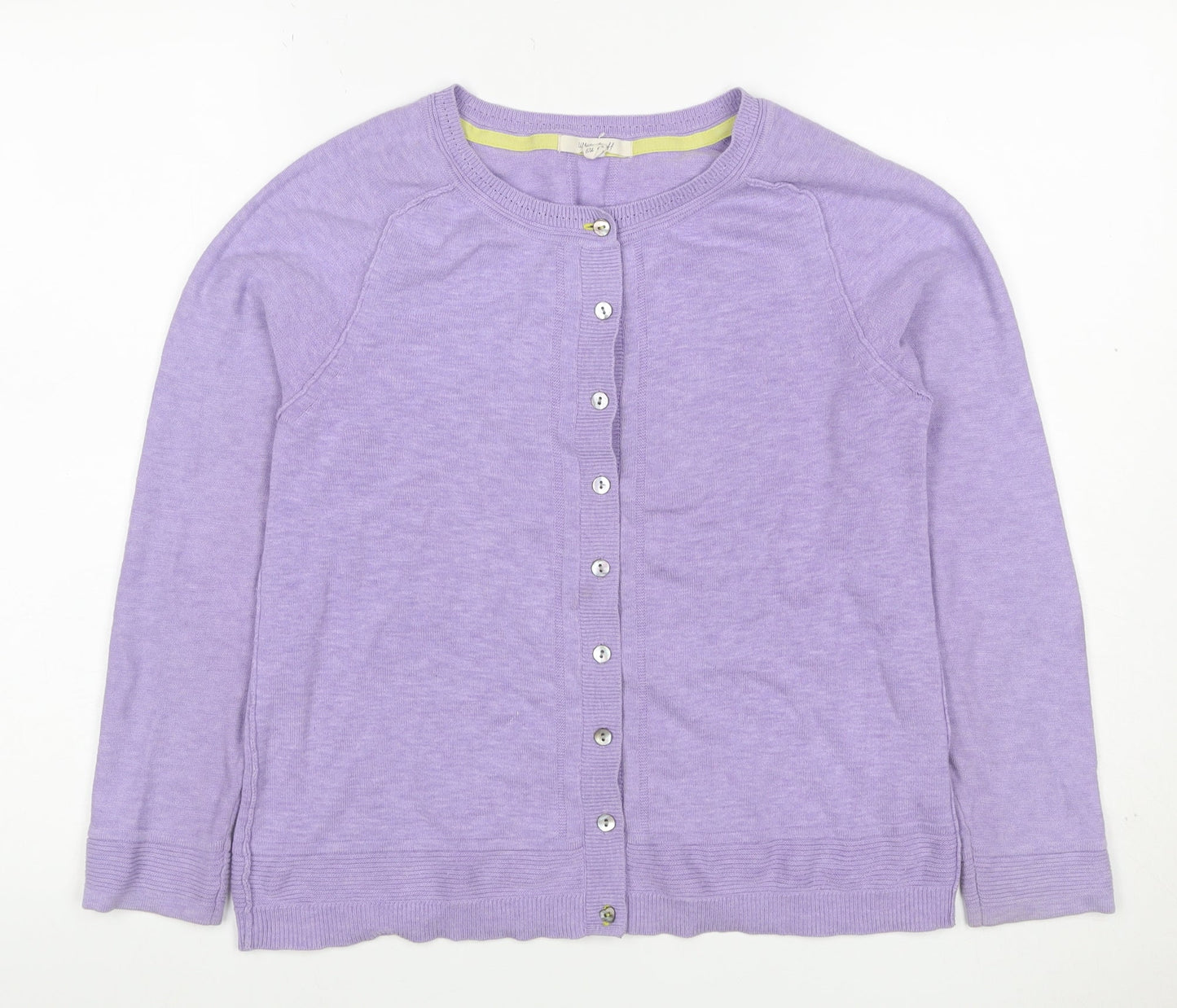 White Stuff Women Purple Bamboo Cardigan UK 12 Round Neck Long Sleeve