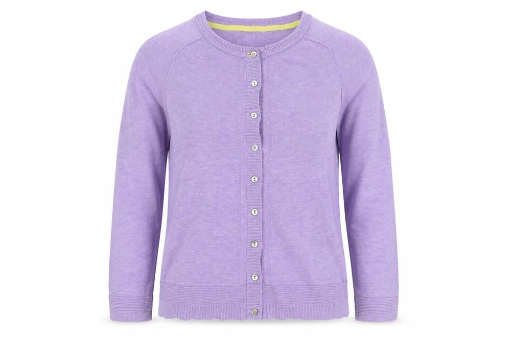 White Stuff Women Purple Bamboo Cardigan UK 12 Round Neck Long Sleeve