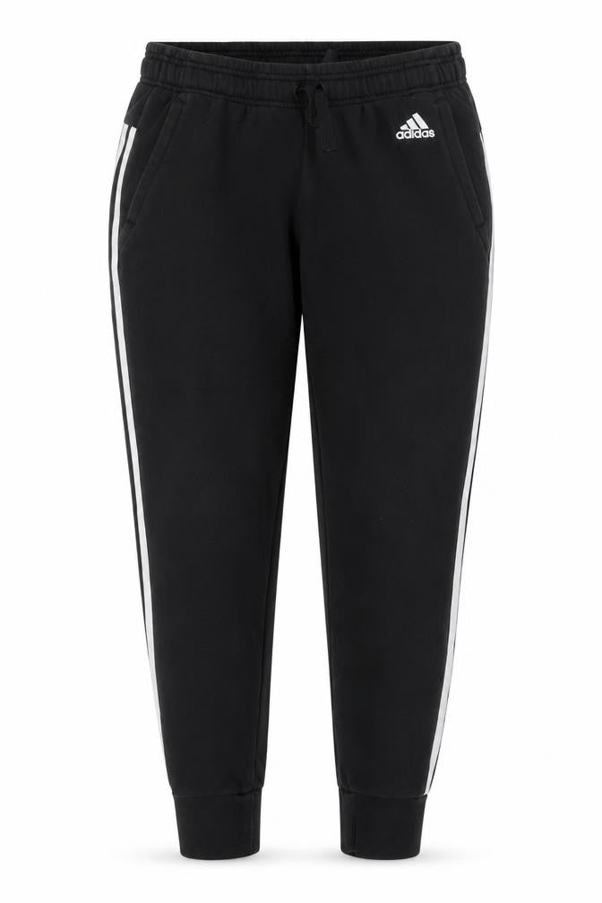 Front view of Adidas Women’s Black UK 12-14 M Jogger Track Pants Striped Fleece