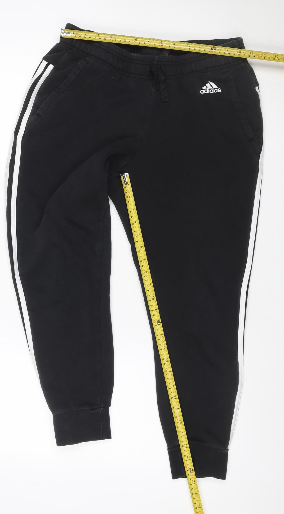 Close-up detail of Adidas Women’s Black UK 12-14 M Jogger Track Pants Striped Fleece