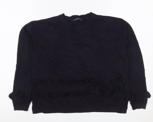 M&S Limited Women’s Navy Blue UK 8 Ruffle Crew Neck Knit Jumper