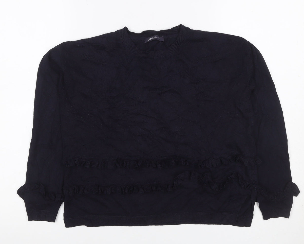 Marks & Spencer Limited Women’s Navy Blue UK 8 Ruffle Crew Neck Knit Jumper