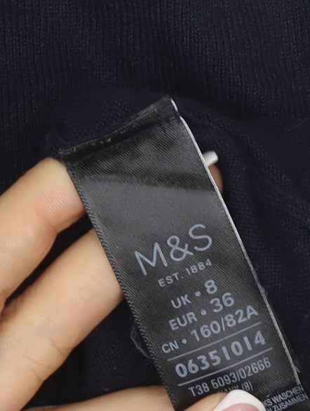 Marks & Spencer Limited Women’s Navy Blue UK 8 Ruffle Crew Neck Knit Jumper