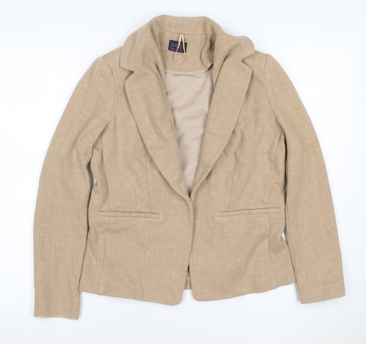 Marks & Spencer Women’s Beige UK 12 Stretch Cotton Blend Blazer