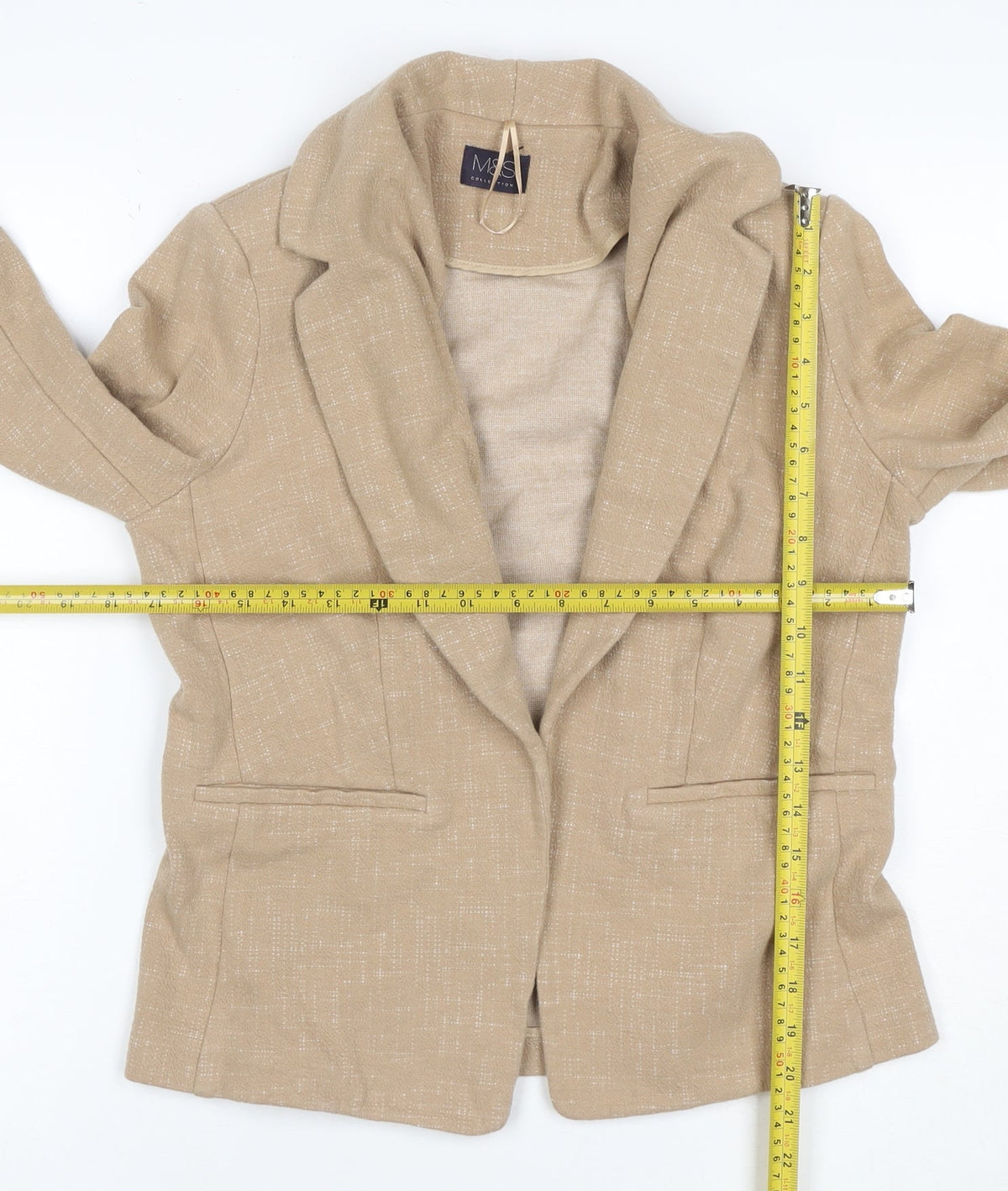 Marks & Spencer Women’s Beige UK 12 Stretch Cotton Blend Blazer