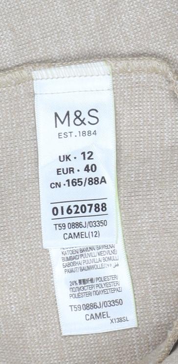 Marks & Spencer Women’s Beige UK 12 Stretch Cotton Blend Blazer
