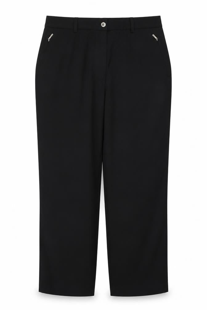 Marks & Spencer Women Black Size 16 Straight Tailored Stretch Trousers