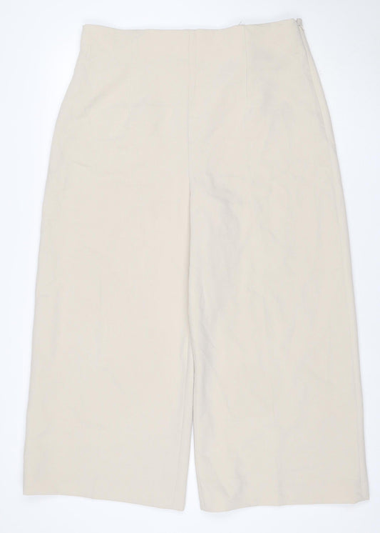 Zara Women Beige XXL UK 18 Wide-Leg Tailored Stretch Trousers
