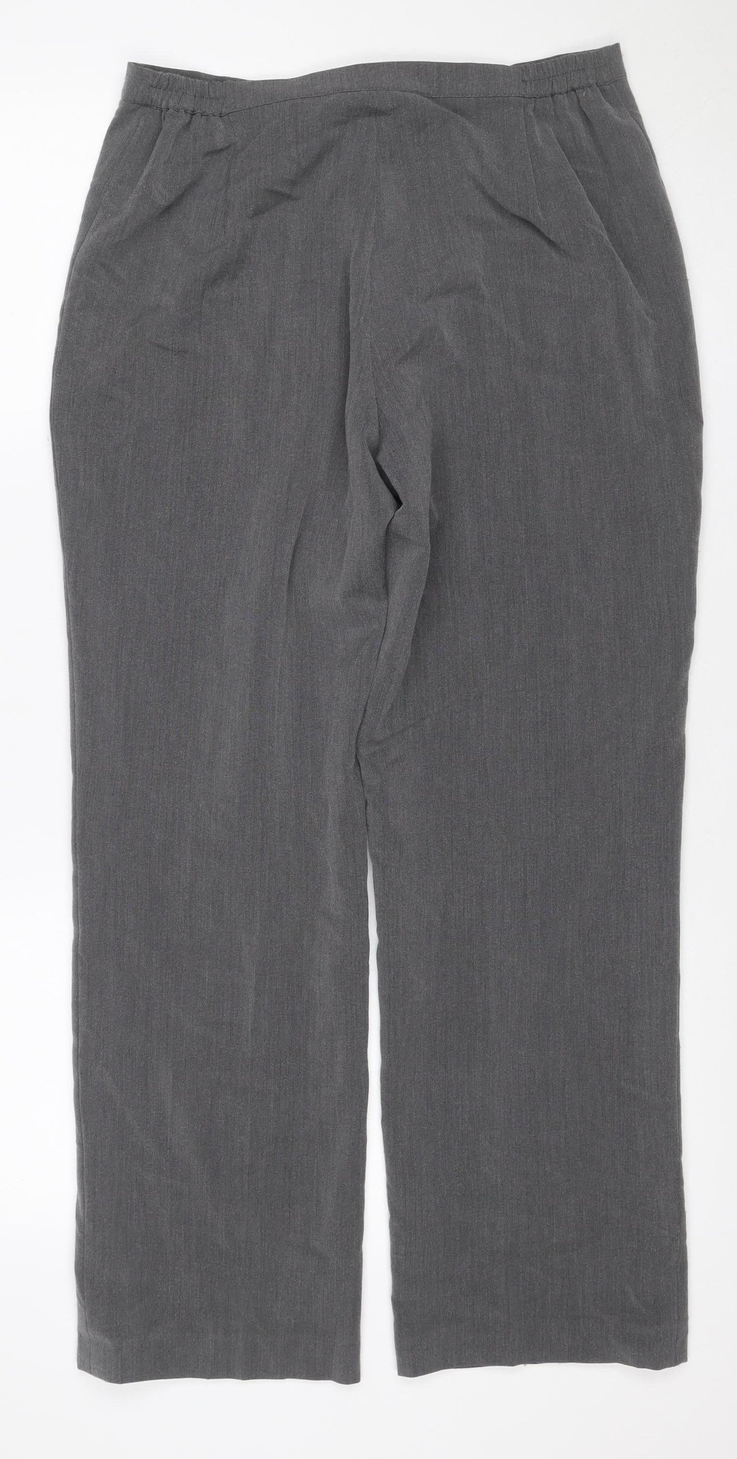 Bassini Women Grey UK 12 Wide Leg Dress Trousers Elastic Waist