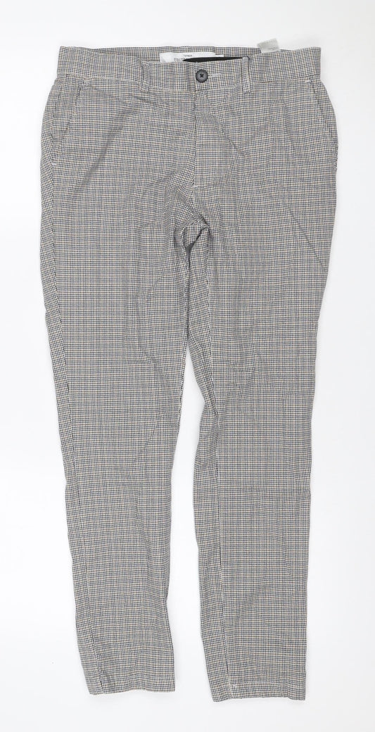 Topman Men’s Grey Check Stretch Skinny Trousers W32 L30