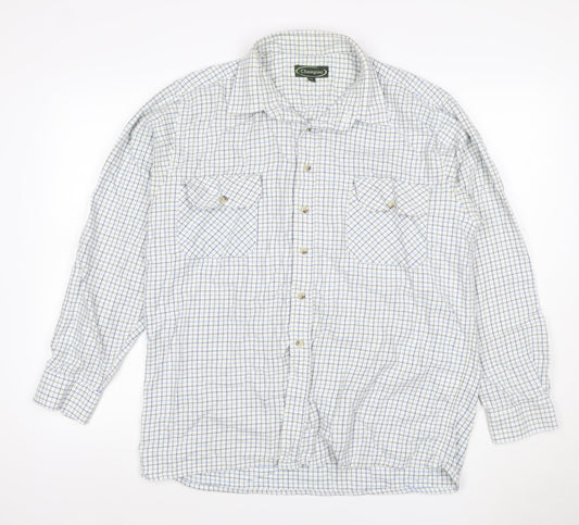 Champion Men’s XL White Blue Check Long Sleeve Button-Up Shirt