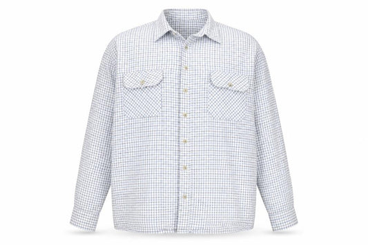 Champion Men’s XL White Blue Check Long Sleeve Button-Up Shirt