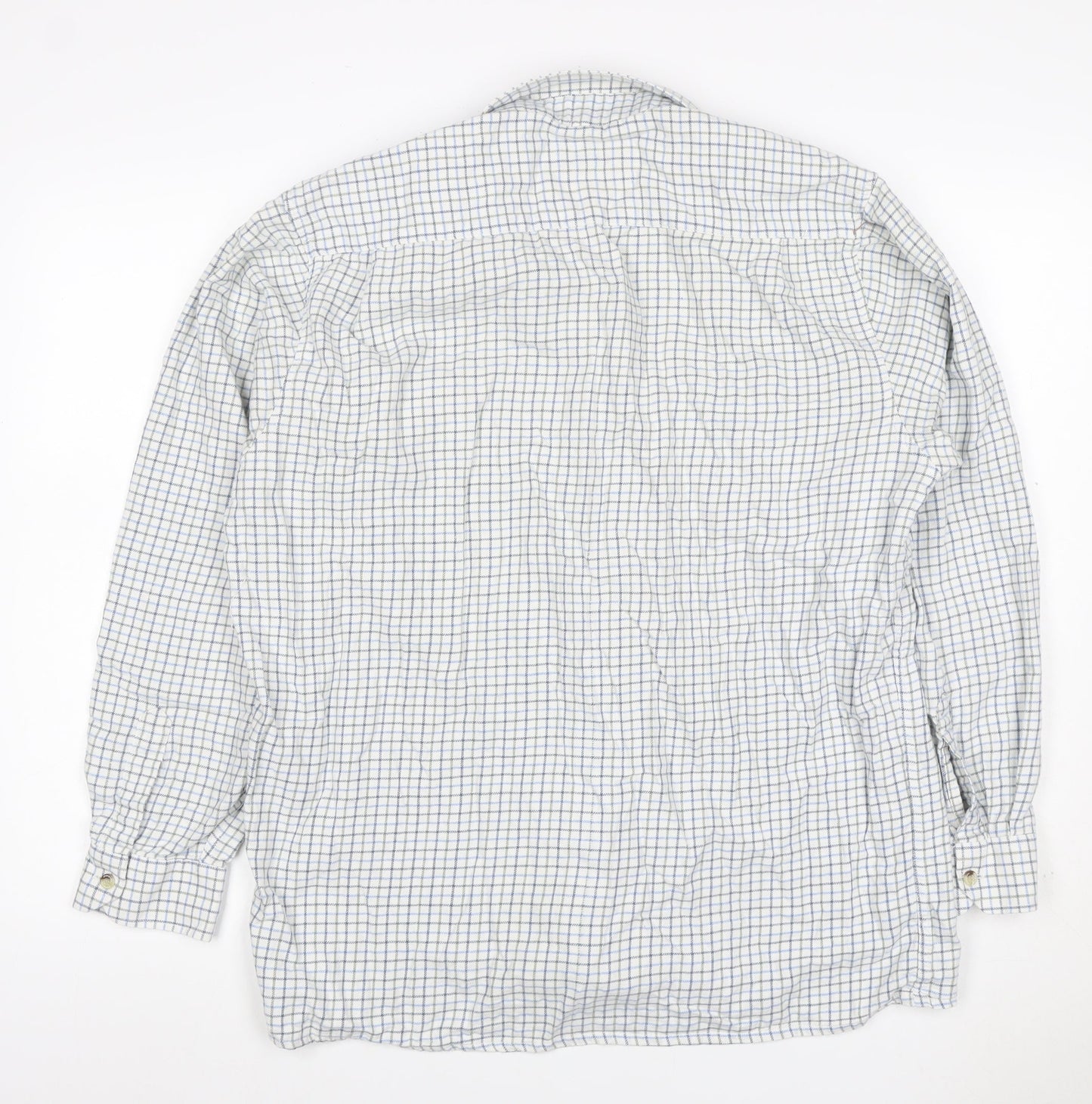 Champion Men’s XL White Blue Check Long Sleeve Button-Up Shirt