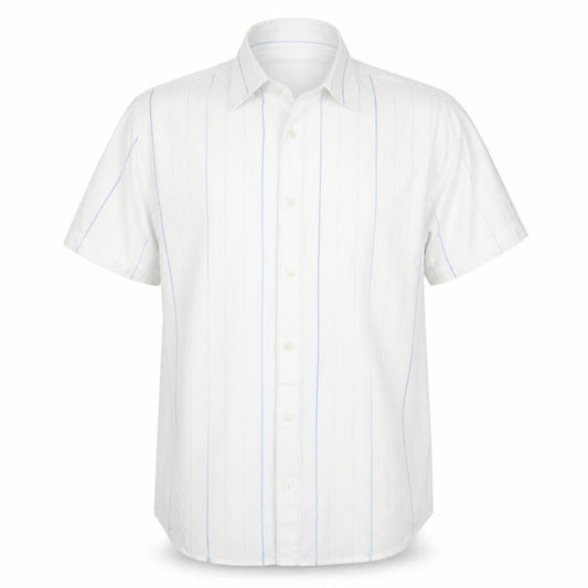 Next Men’s White Blue Stripe Cotton Short Sleeve Button-Up Shirt M
