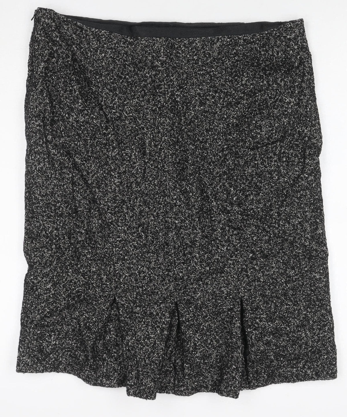 Viyella Women Grey Tweed Wool Blend UK 14 Knee Length Pencil Skirt