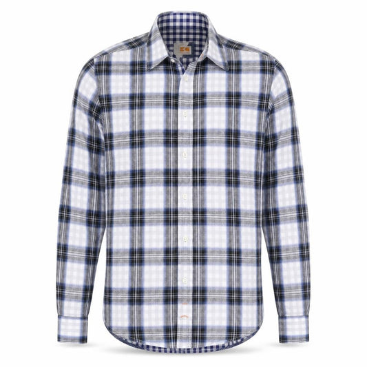 Hugo Boss Orange Men’s Blue Grey Check Cotton Shirt Size S