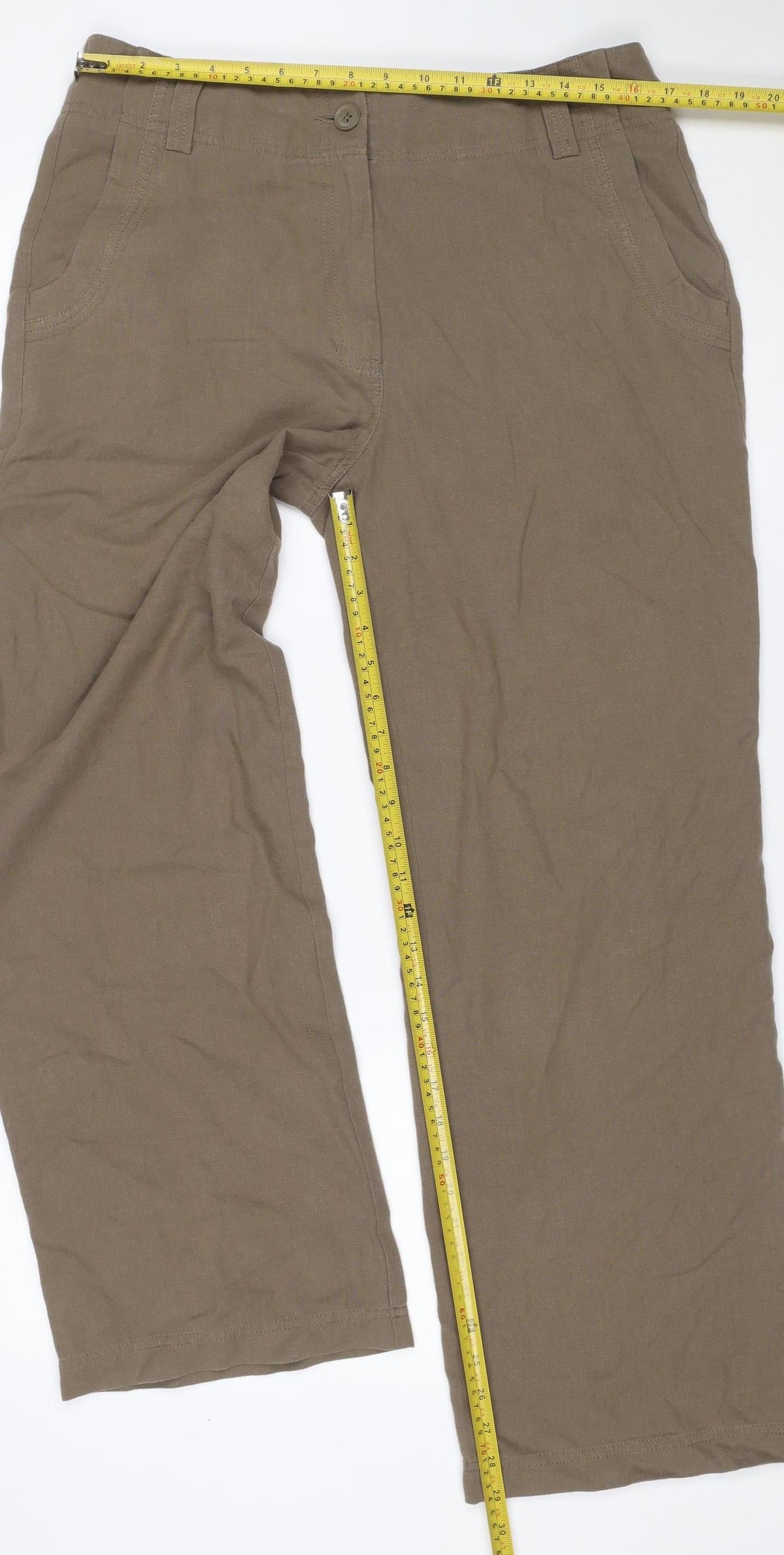 Rohan Women’s Brown Size 14 Travel Linen Wide Leg Trousers