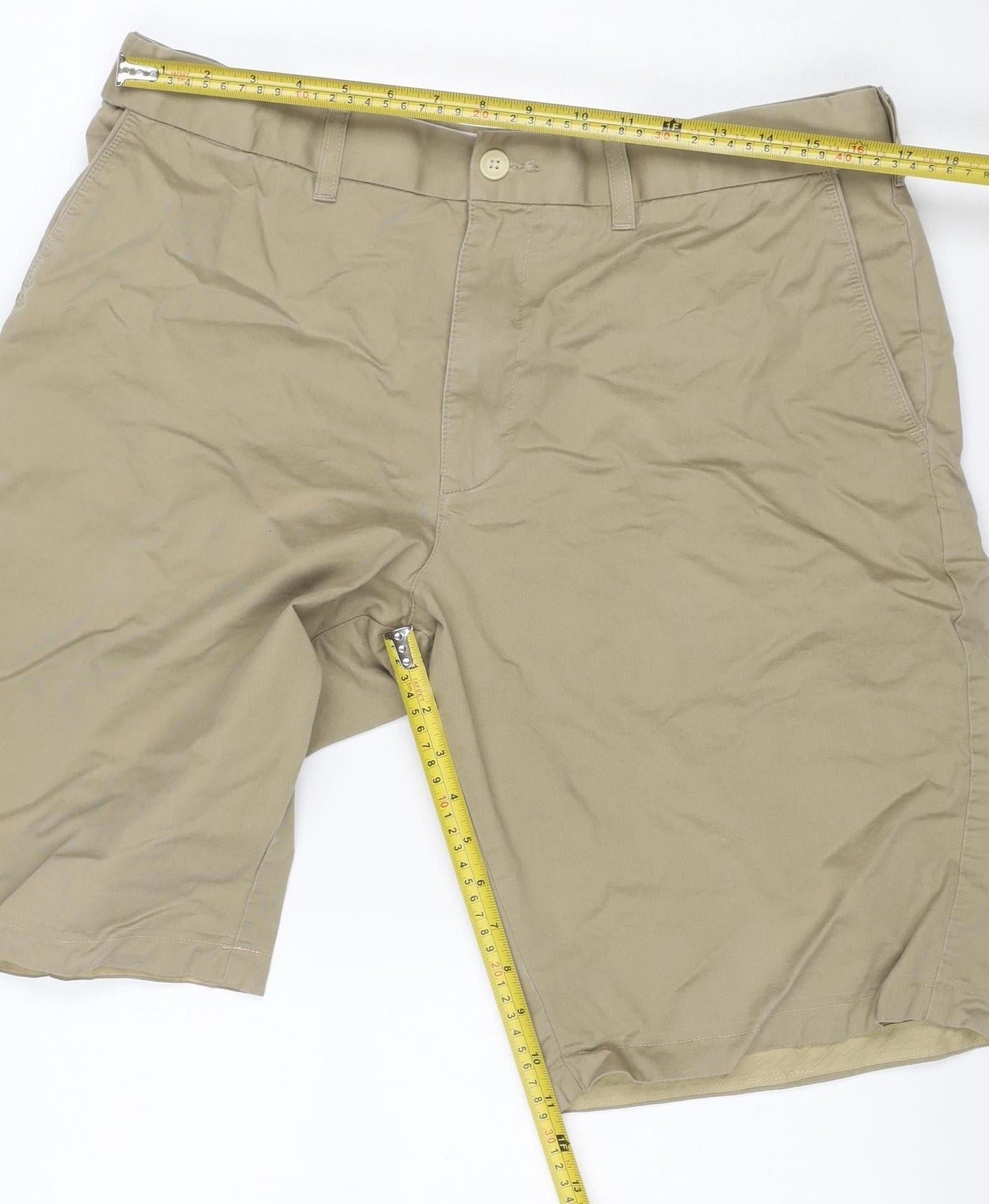 Marks and Spencer Men’s Beige W36 Cotton Chino Shorts Flat Front