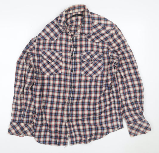 Diesel Men’s M Multicoloured Plaid Flannel Button-Up Shirt