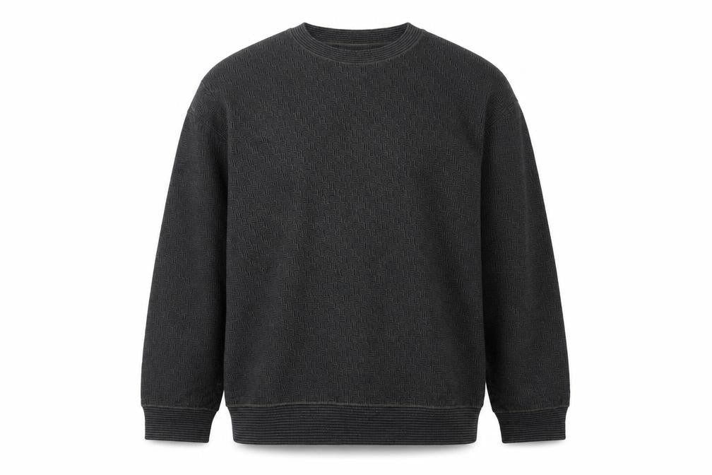 Marks & Spencer Men's Grey XL Merino Wool Blend Geometric Crew Jumper
