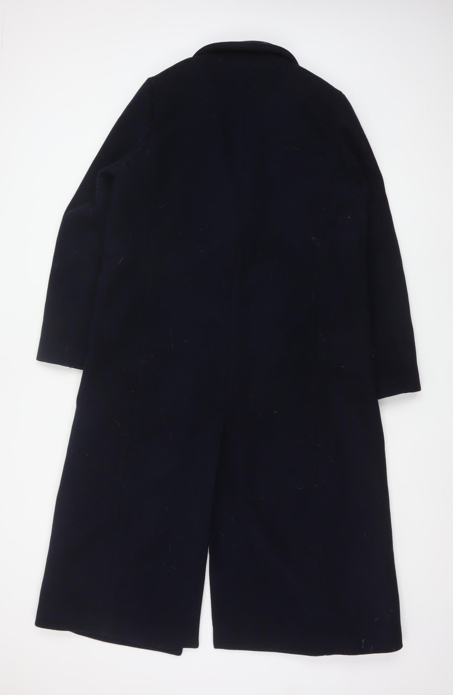 Superdry Studios Women Navy UK 12 Long Wool Blend Overcoat Buttoned