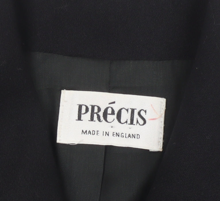 Precis Women Black UK 10 Tuxedo Blazer Wool Gold Floral Cuff Vintage