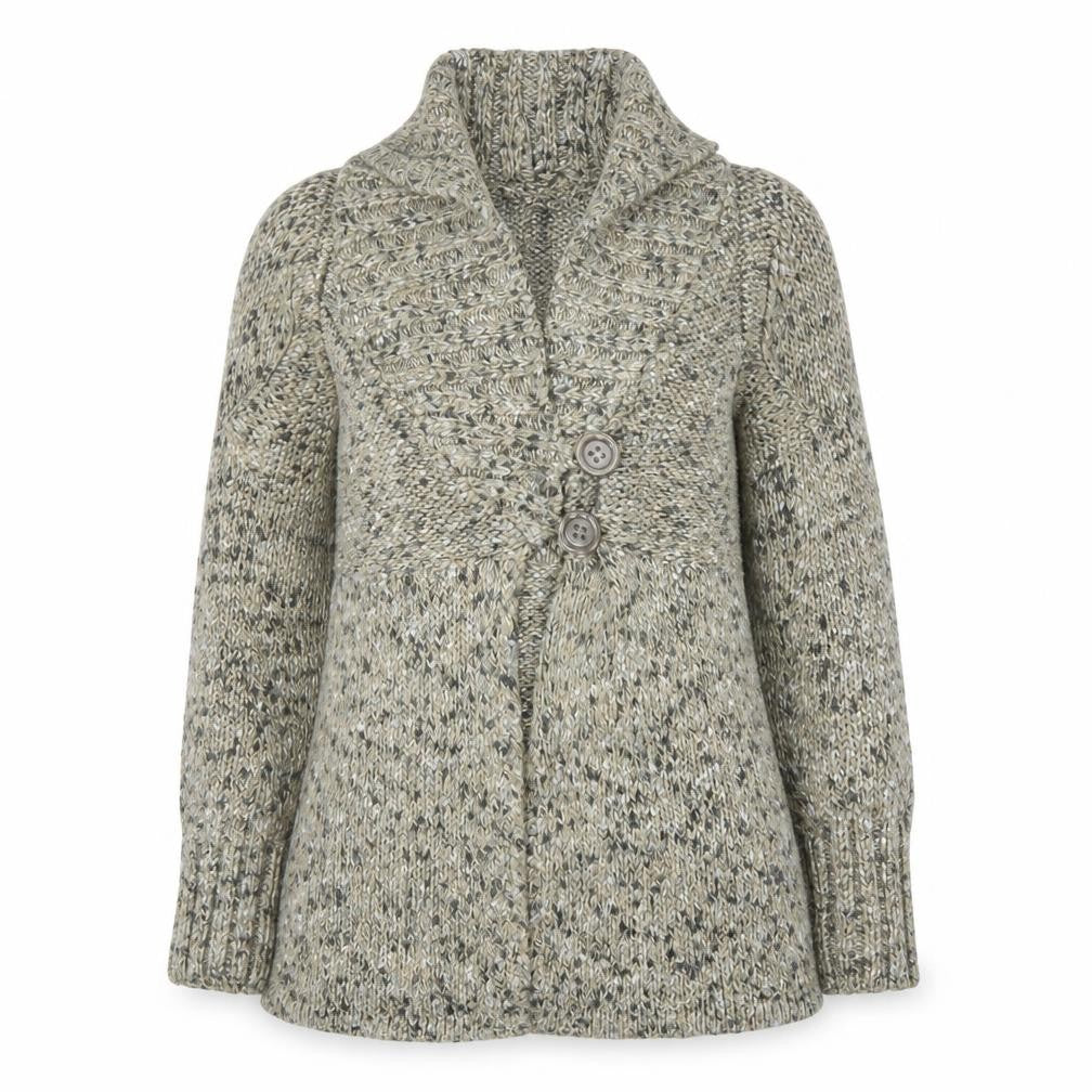 Marks & Spencer Women Beige Chunky Knit High Neck Cardigan UK 10
