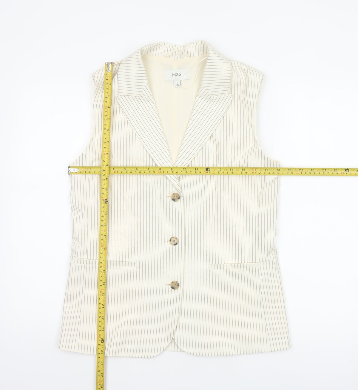 Marks & Spencer Women Ivory Pinstripe Size 8 Tailored Suit Waistcoat