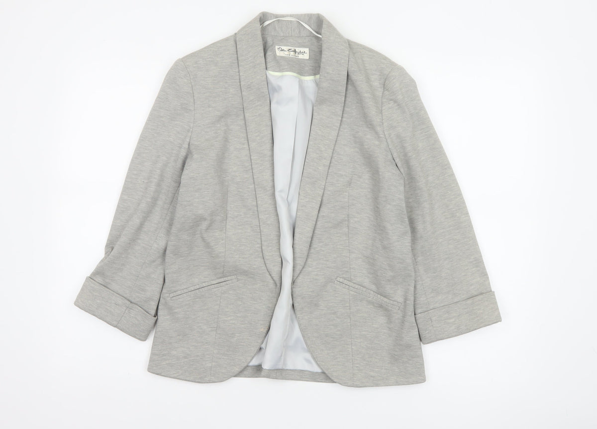 Additional front view of Miss Selfridge Women Grey UK 10 Stretch Tailored Shawl Blazer