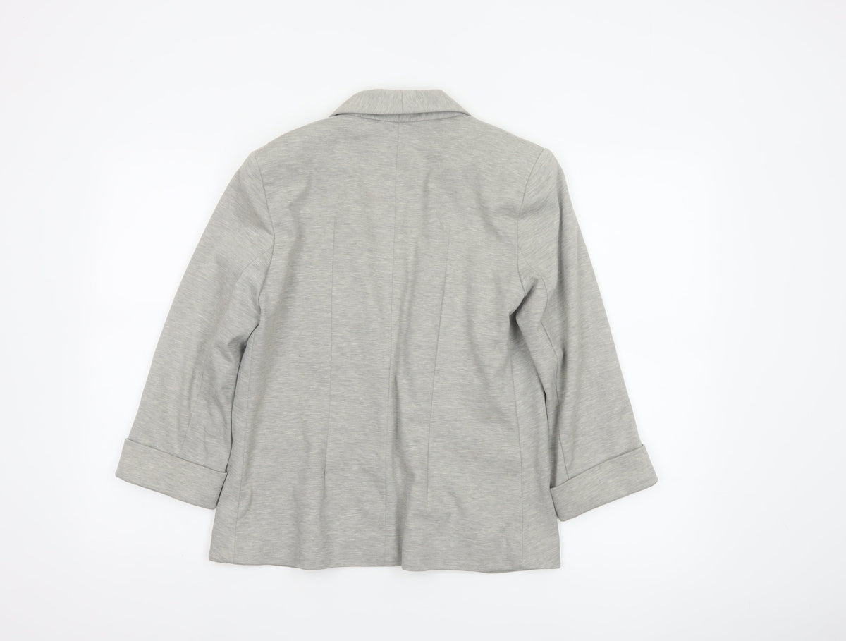 Close-up detail of Miss Selfridge Women Grey UK 10 Stretch Tailored Shawl Blazer