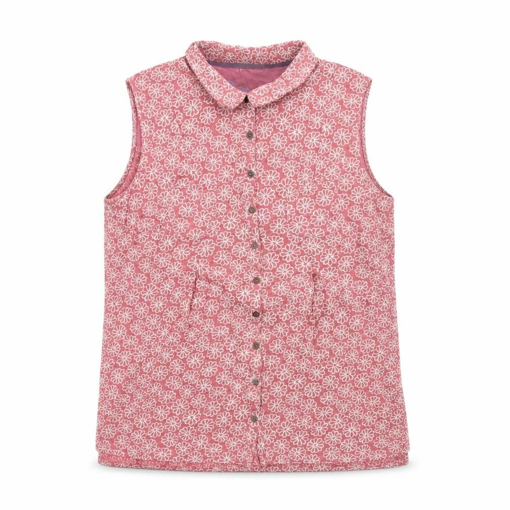 White Stuff Women’s Pink Floral Sleeveless Button-Up Blouse UK 12