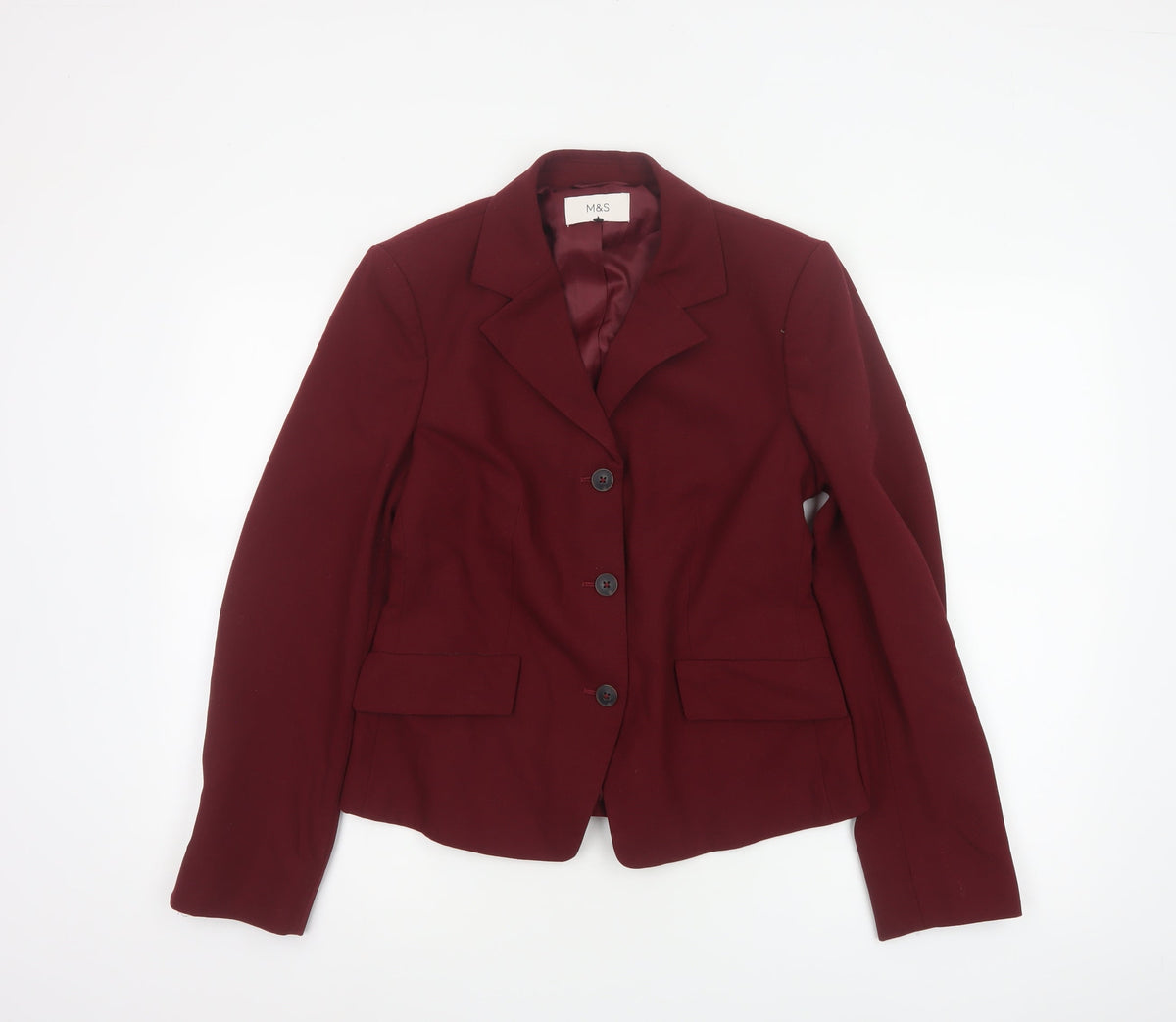 Marks & Spencer Women Red UK 10 Tailored Lined 3 Button Blazer