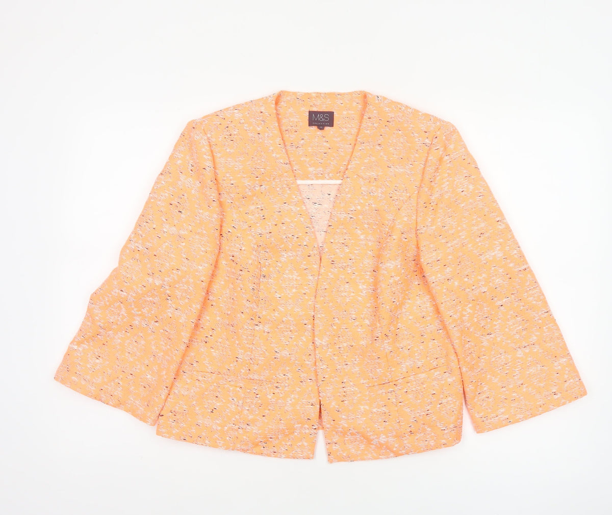 Marks & Spencer Women Orange UK 12 Geometric Open Front Blazer
