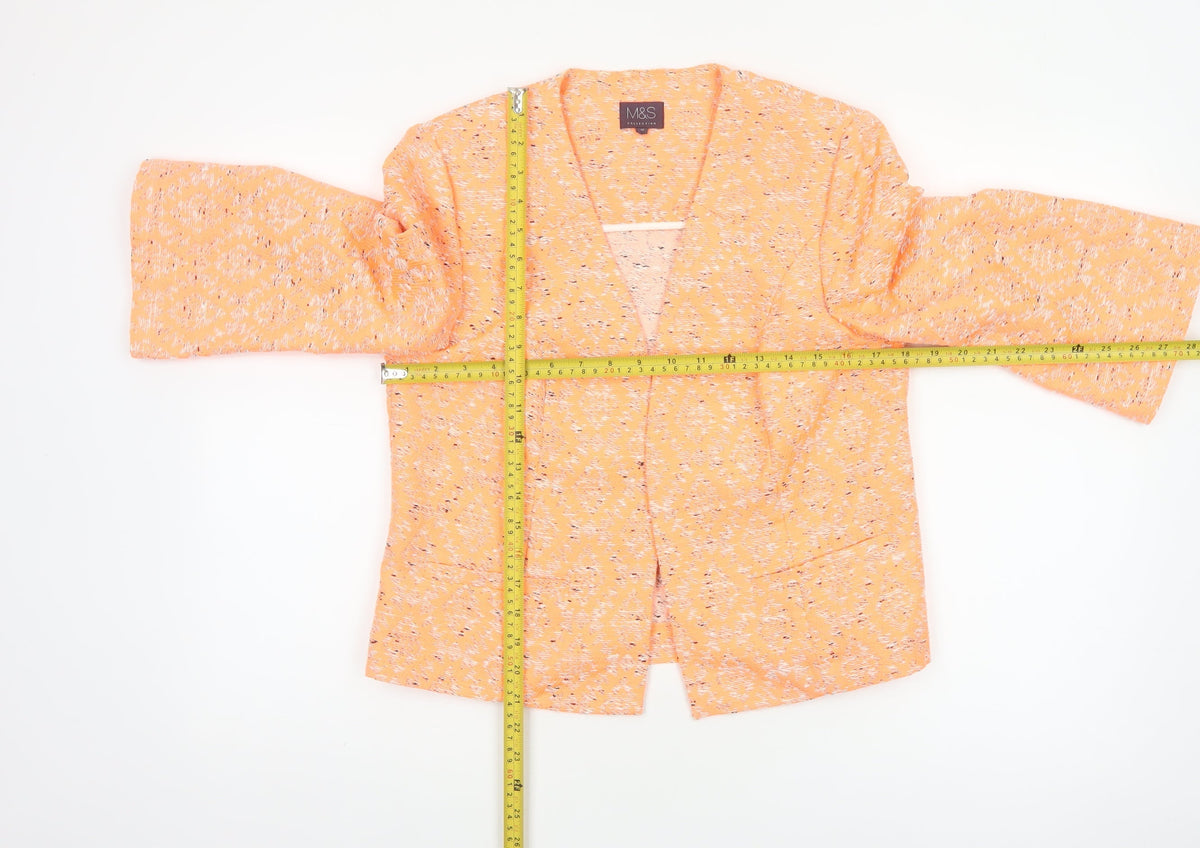 Marks & Spencer Women Orange UK 12 Geometric Open Front Blazer