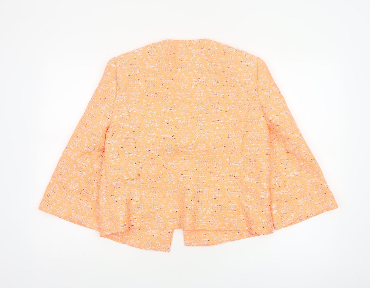 Marks & Spencer Women Orange UK 12 Geometric Open Front Blazer